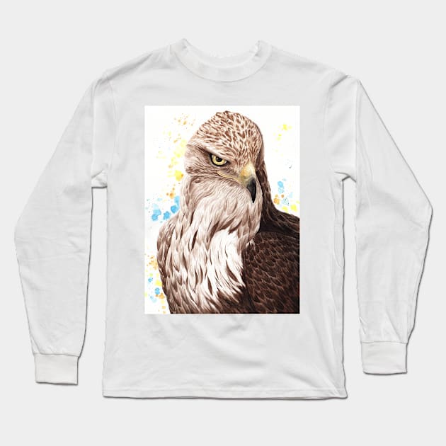 Eagle Watercolor Long Sleeve T-Shirt by justarts